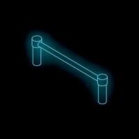 Blue neon horizontal bar glowing on black background vector