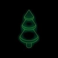 Green neon christmas tree shining on black background vector