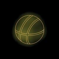 Neon yellow basketball glowing on black background vector