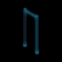 Pull up bar glowing on black background isometric view vector
