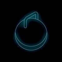 Glowing neon icon of curling stone on black background vector