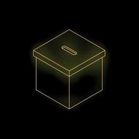 Neon ballot box glowing on black background vector