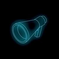 Neon megaphone glowing on black background vector