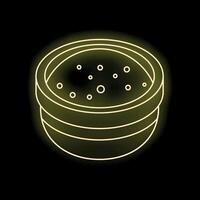 Neon sign illustrating bowl full of soup with steam coming out vector