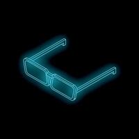 Neon blue isometric sunglasses shining in the dark vector