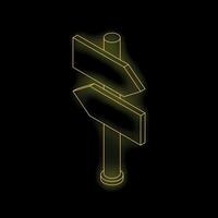 Neon directional sign pointing in opposite directions on black background vector