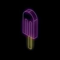 Neon ice cream pop sign glowing on a black background vector