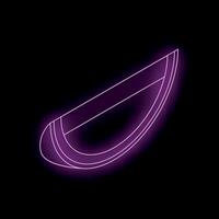 Neon purple slice of watermelon glowing on black background vector