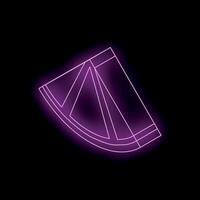 Neon purple glowing lemon slice sign on black background vector
