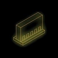 Neon yellow ram memory module lying on a motherboard vector