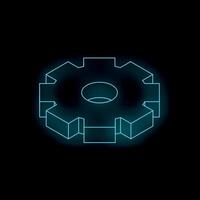 Glowing neon gear symbolizing engineering and innovation vector