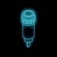 Glowing neon medical inhaler for treating asthma vector