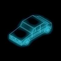 Neon car glowing on dark background vector