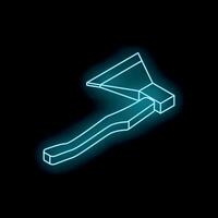 Neon blue ax isometric view on black background vector