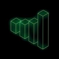 Green neon light glowing graph chart increasing on black background vector