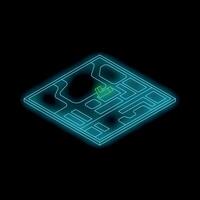 Neon city map showing location tracking system vector