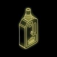 Yellow neon style laundry detergent or fabric softener container isometric view vector