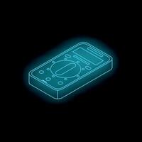 Glowing neon digital multimeter for electrical engineering projects vector