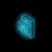 Electric meter showing energy consumption with neon light effect vector