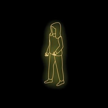 Neon style hacker standing with hands in pockets vector