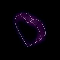 Neon heart shining on dark background representing love vector