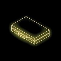 Neon yellow briefcase glowing on black background vector