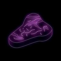 Glowing neon icon of t bone steak on a black background vector