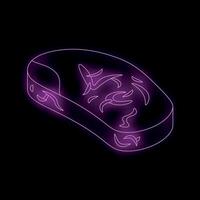 Neon sign showing a computer mouse on black background vector