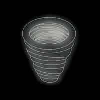 White glowing spiral shape on black background is forming a cone vector