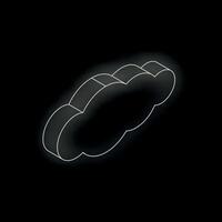 White wireframe cloud computing icon glowing on black background vector