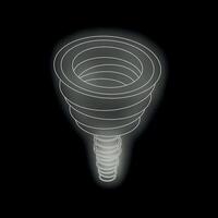 Glowing wireframe funnel showing sales conversion rate increasing vector