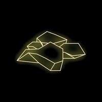 Yellow neon light forming abstract ice cubes on dark background vector