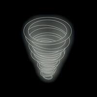 Abstract glowing tornado spinning on black background vector