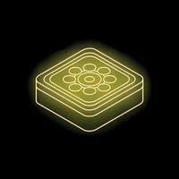 Neon yellow square icon depicting a hub and spoke system vector
