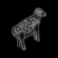 White line drawing of a sheep standing on black background vector