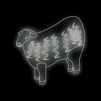 White sheep standing on black background minimalist design vector