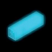 Glowing neon intermodal container shipping concept vector