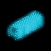 Glowing neon intermodal container illustrating global shipping logistics vector