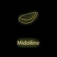 Neon midloline steak icon glowing on dark background vector