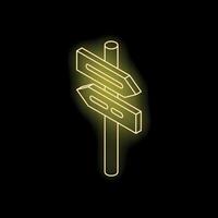 Neon signpost showing different directions on black background vector