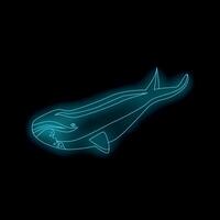 Glowing neon whale swimming in dark ocean depths vector