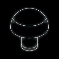 White neon sign showing a mushroom on black background vector