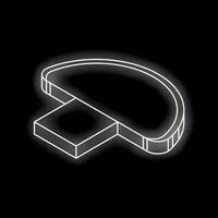 White neon style mushroom icon glowing on black background vector