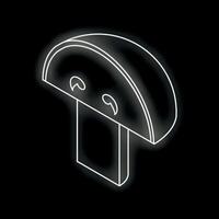 Isometric style mushroom with glowing white lines on a black background vector