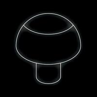 Neon white outline of a mushroom on a black background vector