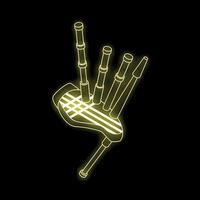 Neon bagpipe shining in the dark background vector