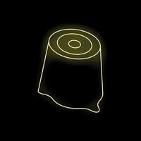 Yellow neon sign showing a tree stump on a black background vector