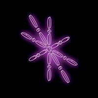 Abstract neon pink glowing geometric shape on black background vector