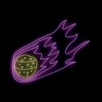 Bright neon comet flying through space vector