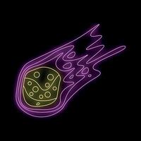 Neon comet flying through space leaving a trail of light vector